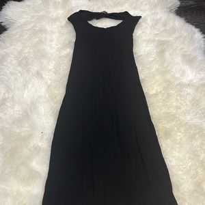 Black ribbed, open back dress